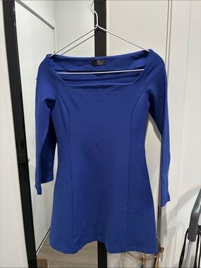 Women’s Royal Blue Square Neck Long Sleeve Dress